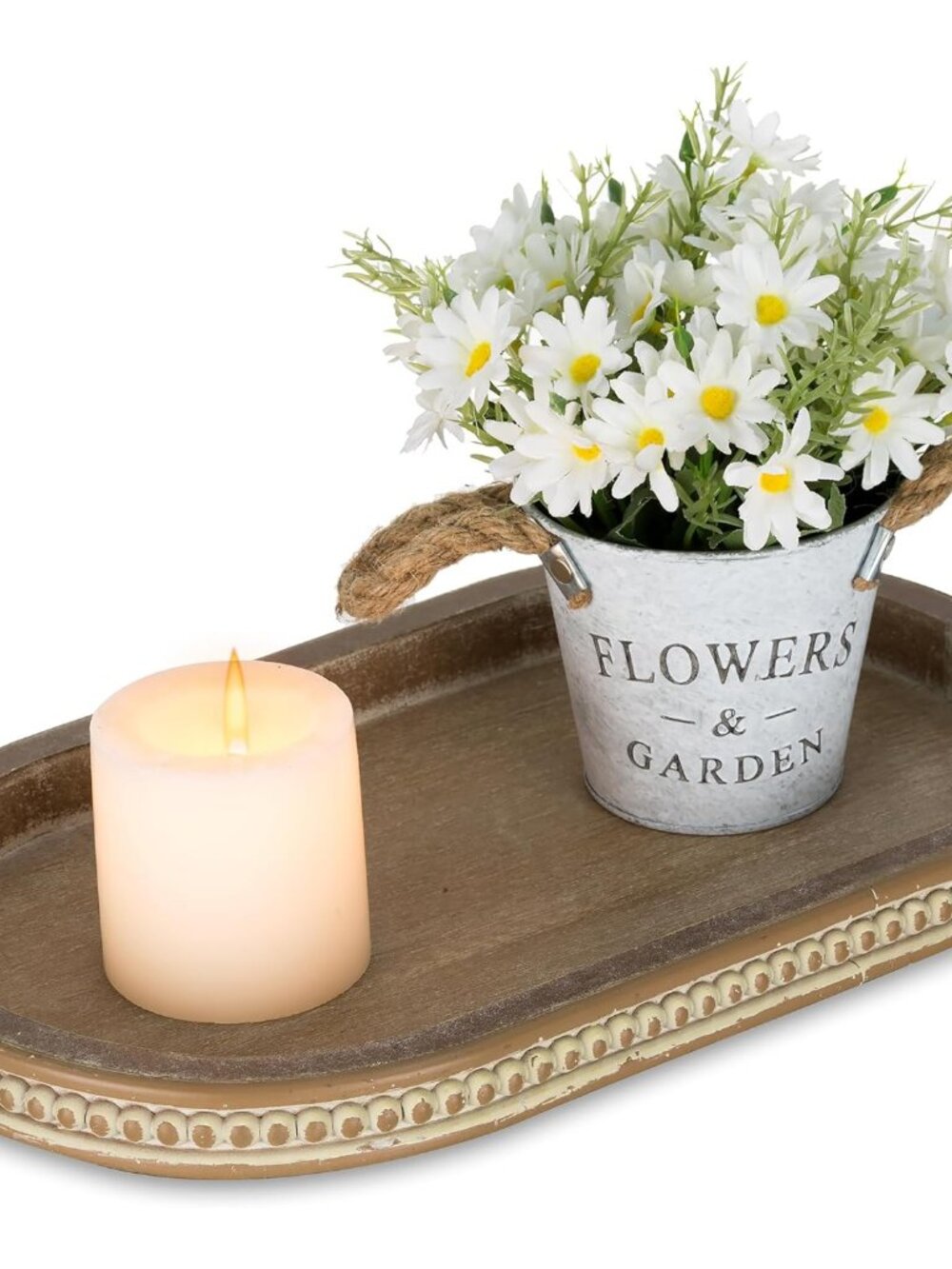 Decorative Trays for Coffee Table : Vintage Oval Centerpiece Tray Wood for Farmh